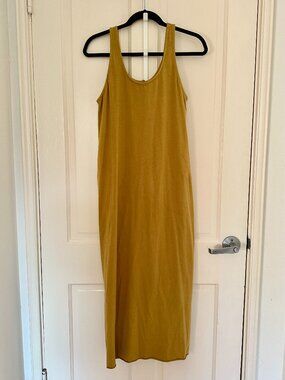 NICO NICO | Cotton Mustard Yellow Tank Dress with Slit and Roll Hem (size M)